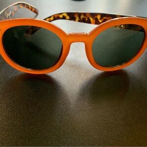 Orange Round Sunglasses with Tortoise Shell Arms